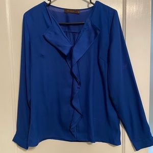 The Limited long sleeve ruffle blouse, royal blue size small